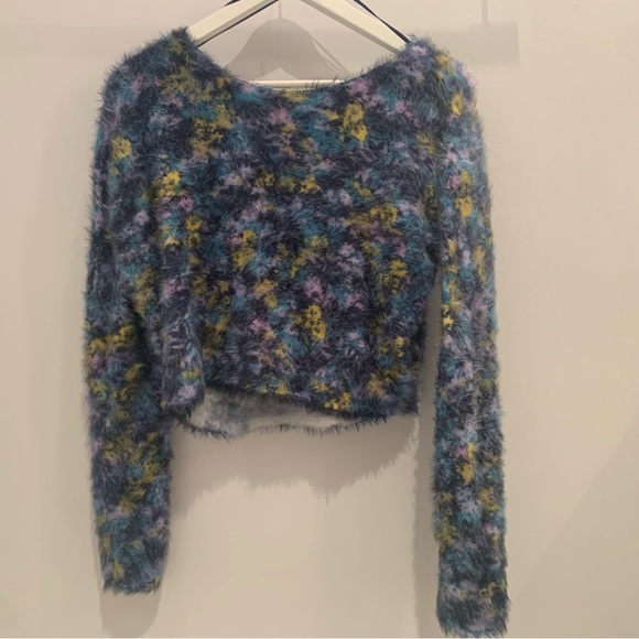 Eyelash long sleeve blue motif sweater by Anthropologie - Picture 2 of 4